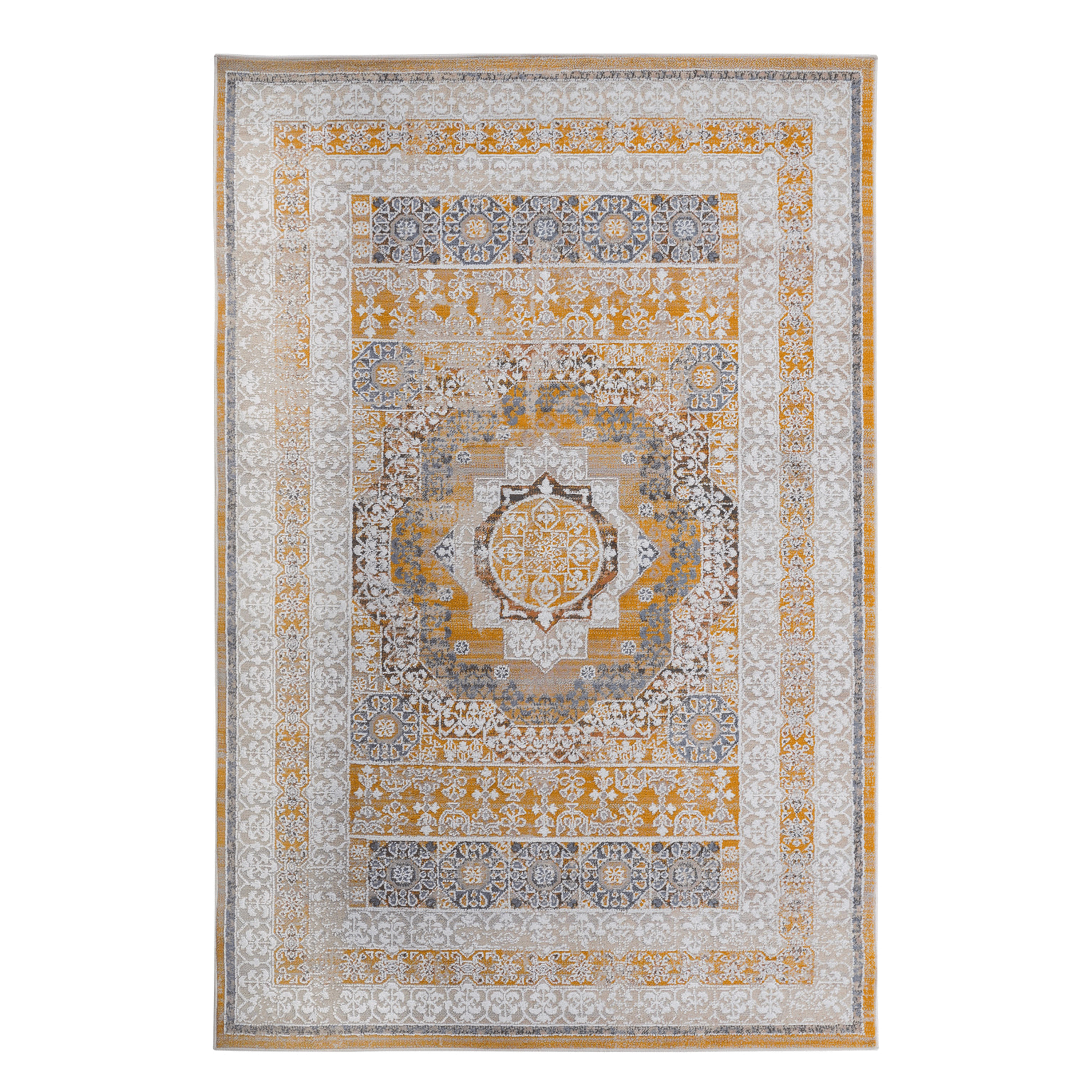 2' x 3' Cream Ivory Medallion Area Rug, Non-Shedding Stain Resistant Indoor Rug, Soft Medium Pile Floor Carpet for Living Room Bedroom Dining Room Home Office