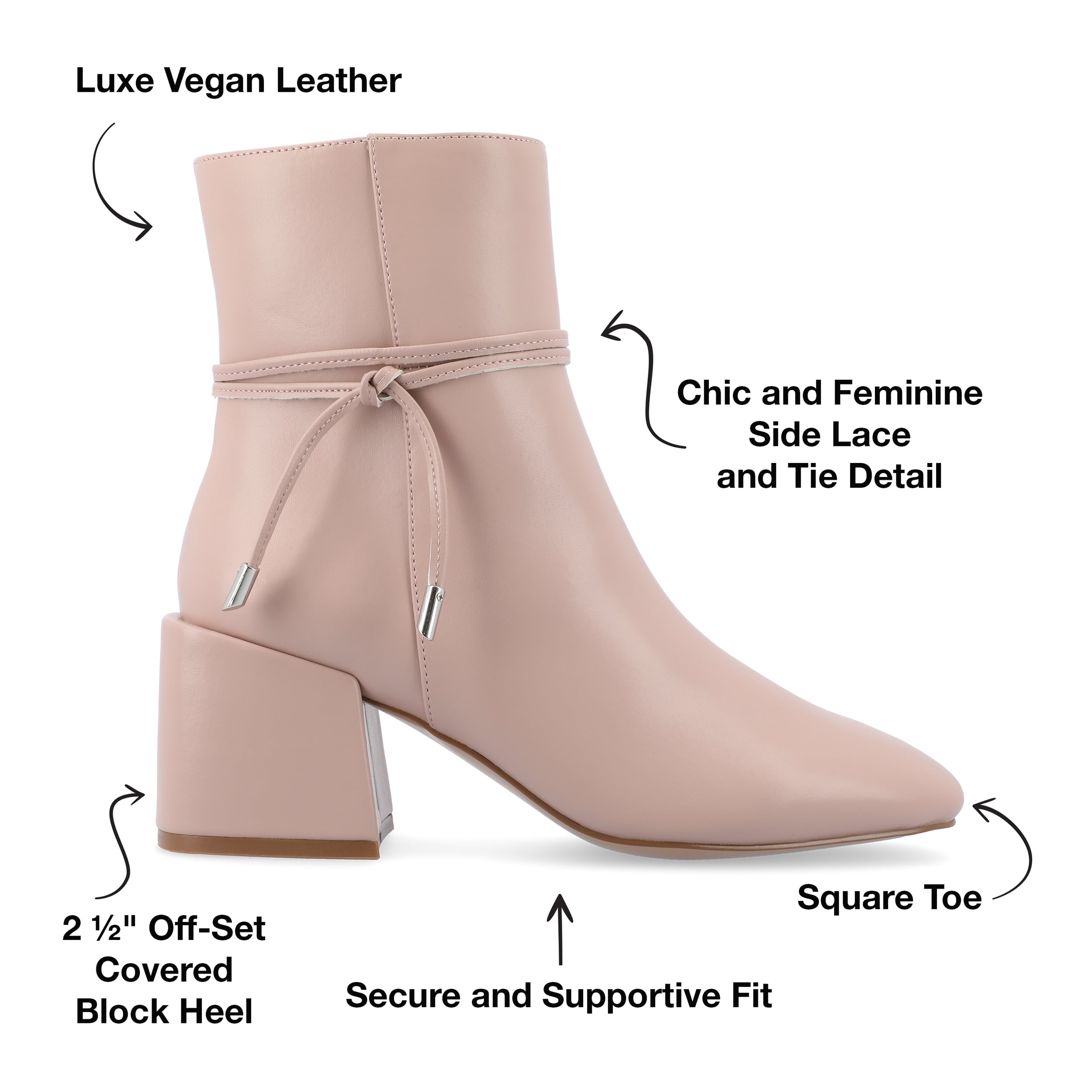 Journee Womens Beverley Covered Block Heel Square Toe Booties, Widths Available