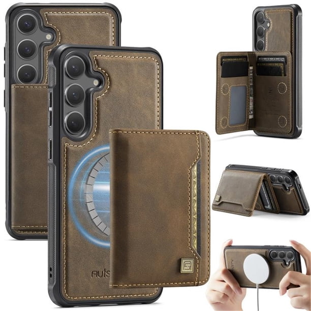 AutSpace Funda para Samsung Galaxy S26 5G, Bloqueo RFID, Cuero PU, Compatible con MagSafe, Billetera Desmontable 2 en 1 con Tarjetero, Soporte, Cubierta Protectora Magnética, Marrón, para Galaxy S26