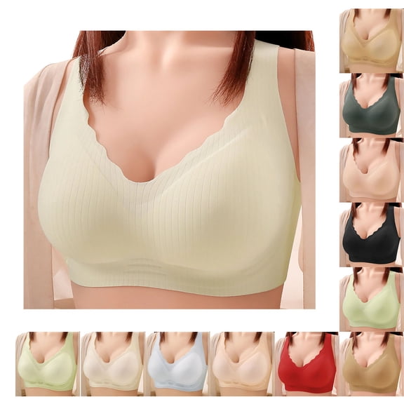 Antinious Women Jelly Wireless Bras Push Up Solid Breathable Everyday Supportive