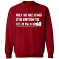 thumbnail image 2 of OXI Crewneck Sweatshirt - To Stay Away From Me,Basic Casual Sweatshirts for Men's and Women Fleece Sweatshirt Long Sleeve- Antiquee Cherry Small, 2 of 2