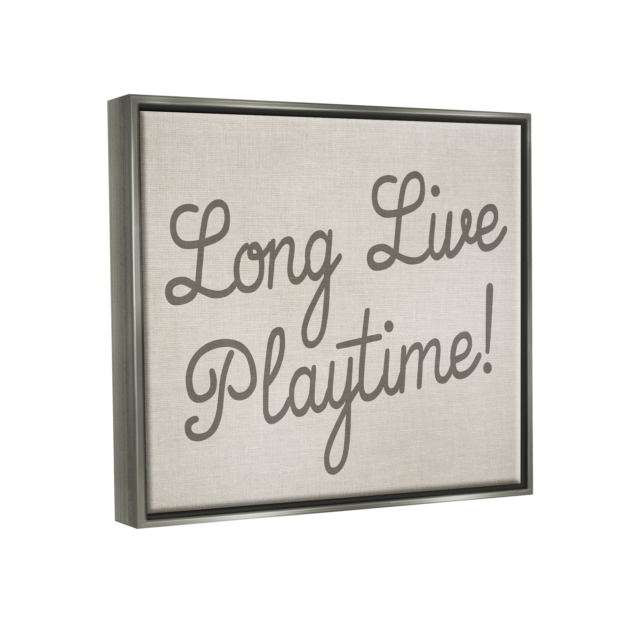 Stupell Industries Long Live Playtime Inspirational Painting Gray Floater Framed Canvas Art Print Wall Art, 31 x 25