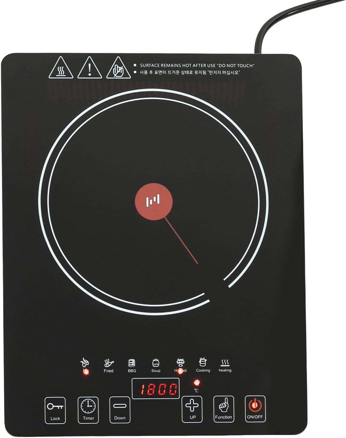 Countertop Single Burner Compact Stove for Home Dorm Office,Portable Electric Cooktop,1800W with LED Touch Screen,8 Power & 8 Temperature Levels,Timer,Microcrystalline Panel