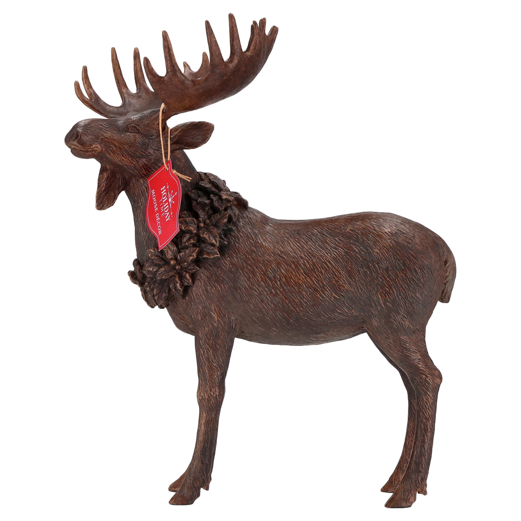 Resin Standing Moose Christmas Decoration, Brown, 13.5", by Holiday Time