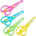 thumbnail image 1 of 4 Pieces Set Child Safety Scissors, Plastic Handle Preschool Training Kids Craft Scissors, 1 of 5