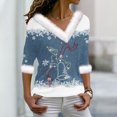 thumbnail image 1 of Aujourd'hui Réduction! Aqestyerly Hauts de Noël pour Femmes Liquidation Pull Imprimé Col en V Manches Longues, 1 of 3