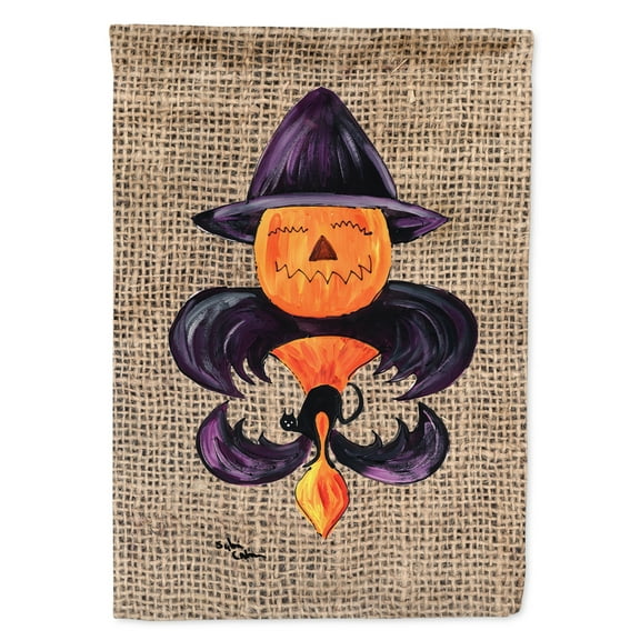 Carolines Treasures 8748-FLAG-PARENT Halloween Pumpkin Bat Fleur de lis Flag multicolor