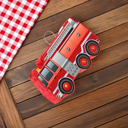 TABLZONE 1Set Fire Truck Pinata with Blindfold and Bat Red Party Supply for Firefighter Theme