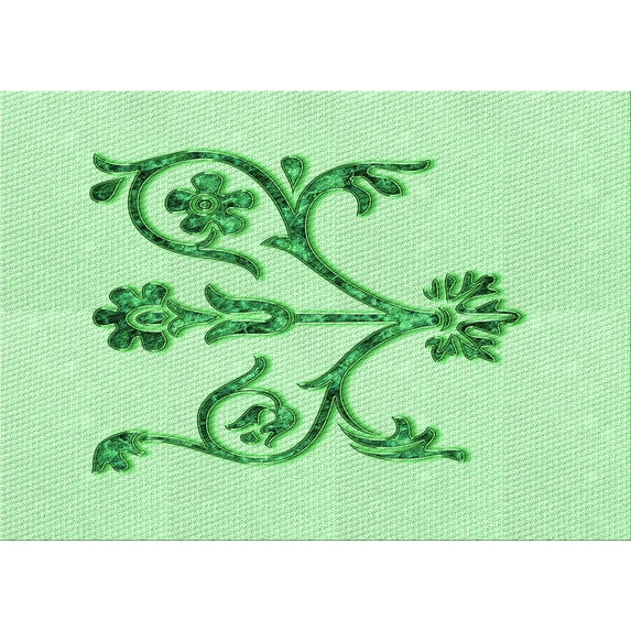 Ahgly Company Indoor Rectangle Patterned Mint Green Area Rugs, 2' x 5'