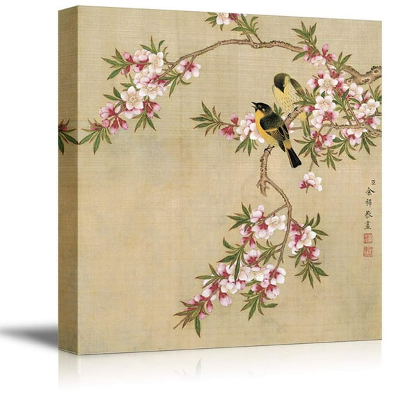 Wall26-Canvas Wall Art-Traditional Meticulous Flower-and-bird Painting-Giclee Painting Wall Art for Bedroom Living Room Home Decoration - 12x12 inches