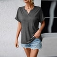 thumbnail image 4 of WIZUTIZ Plus Size Tops for Women up to 65% Off Breathable Fluffy Athletic Tee V-Neck Cozy Style Short Sleeve Tshirt Elegant Solid Linen Tshirts Comfy Holiday Beach T-shirt Casual Ladies Tops Gray, 4 of 6