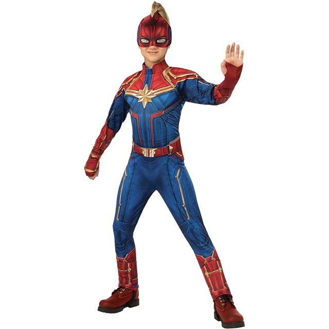 Disfraz Premium Infantil Rubies Superheroina Capitana Marvel De Niña Color Azul Talla:12-14