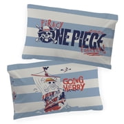 One Piece Piracy Forever Kids 3 Piece White and Blue Bedding Sheet Set, Netflix, Twin