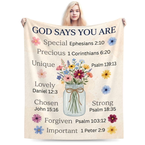 Christian Gifts for Women, Christian Blanket with Flowers, Birthday Gifts for Women, Baptism Religious Christmas Spiritual Gifts for Sister Daughter Friend Mom, Soft Throw Blankets 50x40