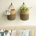 thumbnail image 3 of EIMELI Hanging Basket Natural Hand-woven Rattan - Faux Leather Household Flower Storage Baskets for Home, 3 of 8