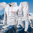 thumbnail image 1 of Ceisia Men's PARIS Print Hooded Tracksuit Set with Kangaroo Pocket for Casual & Sports Wear White S Gifts, 1 of 4