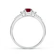 thumbnail image 2 of ANGARA Natural Classic Oval Ruby and Diamond Three Stone Engagement Ring in 14K White Gold for Women (Size-6x4mm) | July Birthstone, Birthday, Anniversary, Jewelry Gift for Women | Natural Ruby Ring, 2 of 9