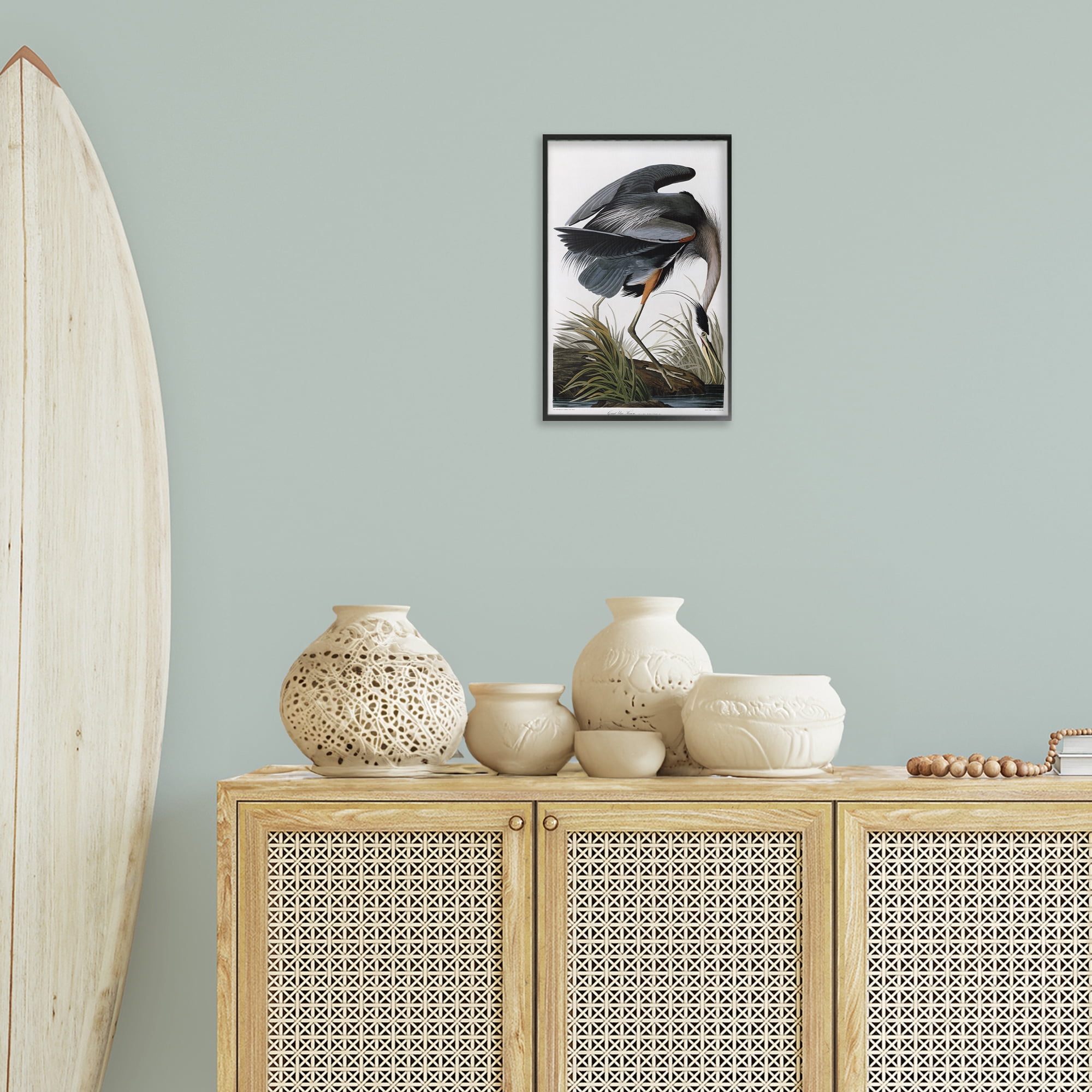 Stupell Industries Classic Heron at Lake Animals & Insects Painting Black Framed Art Print Wall Art, 12 x 18