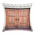 thumbnail image 1 of Rustic Throw Pillow Cushion Cover, Antique French Wooden Door Old Medieval Historical Entrance Middle Age Design, Decorative Square Accent Pillow Case, 24 X 24 Inches, Brown and Cream, by Ambesonne, 1 of 2