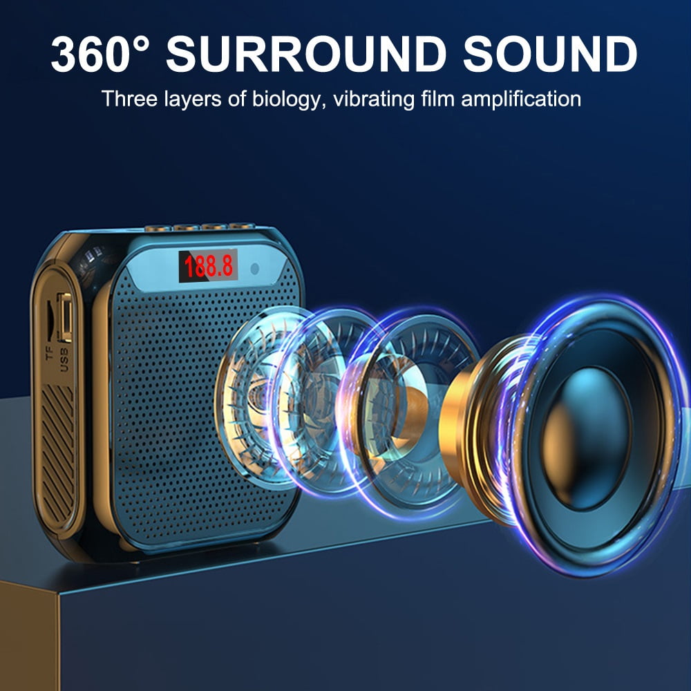 5W Multifunctional Voice Amplifier Wired Handheld Microphone Amplifier Display Surround Sound ,True Acoustic Power Amplifier