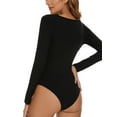 thumbnail image 2 of Womens Long Sleeve Bodysuit Square Neck Sexy Basic Tops Causal Leotard Bodysuit Tops, 2 of 6