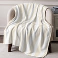 thumbnail image 3 of Throw Blanket for Couch Cream Stripes Soft Fleece Flannel Blankets Cozy Lightweight Blanket for Home Sofa Living Room White Vertical Striped Bed Throws 60" x 80", 3 of 9