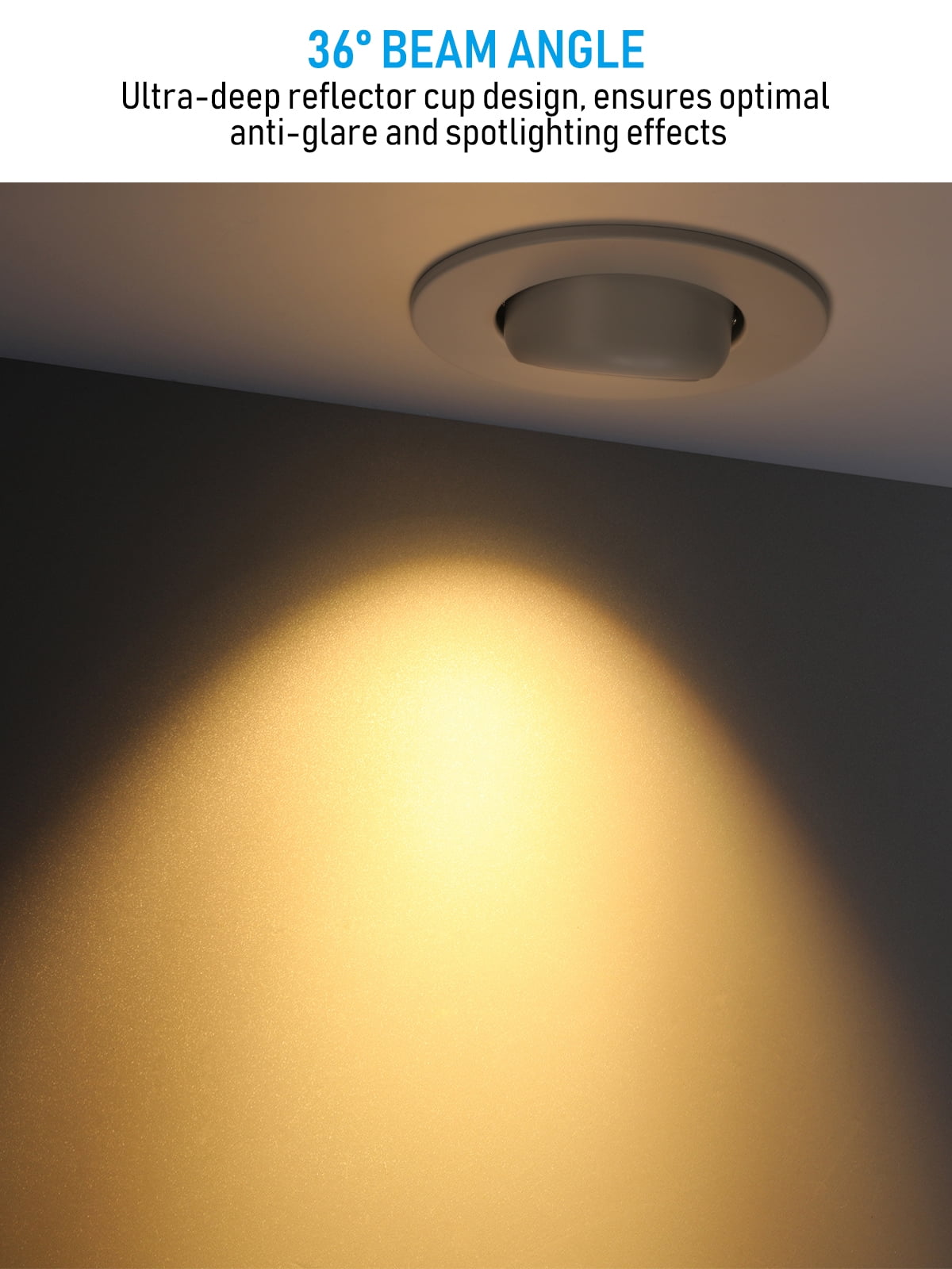 4 Pack 6 Inch 12W Adjustable LED Recessed Downlight for Living Room, Eyeball Recessed Lighting, 2700K Soft White