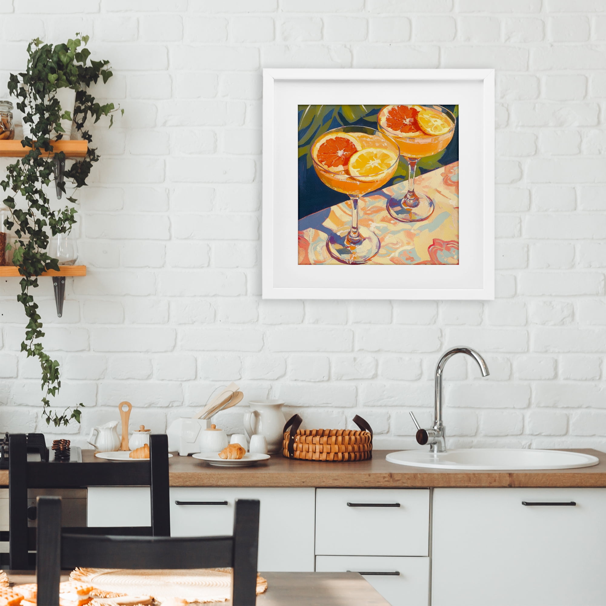 Stupell Industries Fruity Summer Cocktails White Framed Print Under Glass, design by Petal Prints Design