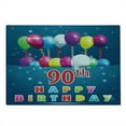 thumbnail image 2 of 90th Birthday Cutting Board, Joyful Surprise Party Mood with Best Wishes Balloons and Swirls Age 90, Decorative Tempered Glass Cutting and Serving Board, Large Size, Multicolor, by Ambesonne, 2 of 5