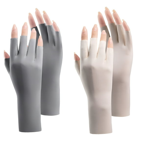 TELOLY 2 Pairs Women Sunscreen Fingerless Gloves UV Protection Half Finger Gloves Summer Sunblock Gloves for Driving Riding Fishing Golfing Outdoor Activities Favors