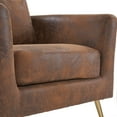 thumbnail image 6 of Ktaxon Accent Chair with Ottoman Set, Bronzing Cloth Upholstered Single Sofa with Lumber Pillow Armchair with Armrests and Footrest for Bedroom Living Reading Room Office Brown, 6 of 8