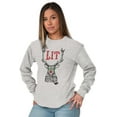 thumbnail image 4 of Funny Christmas Hipster Reindeer Lit Plus Size Long Sleeve Graphic Tee Shirt Brisco Brands 2X, 4 of 5