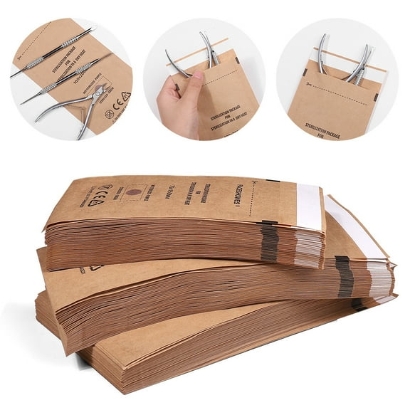 100pieces,Multi purposed 4 inch x 8 inch Sanitary and Convenient Disposable Self Sealing Sterilization Bag for Small Nail Tools,Beauty Salon, Hair Care,