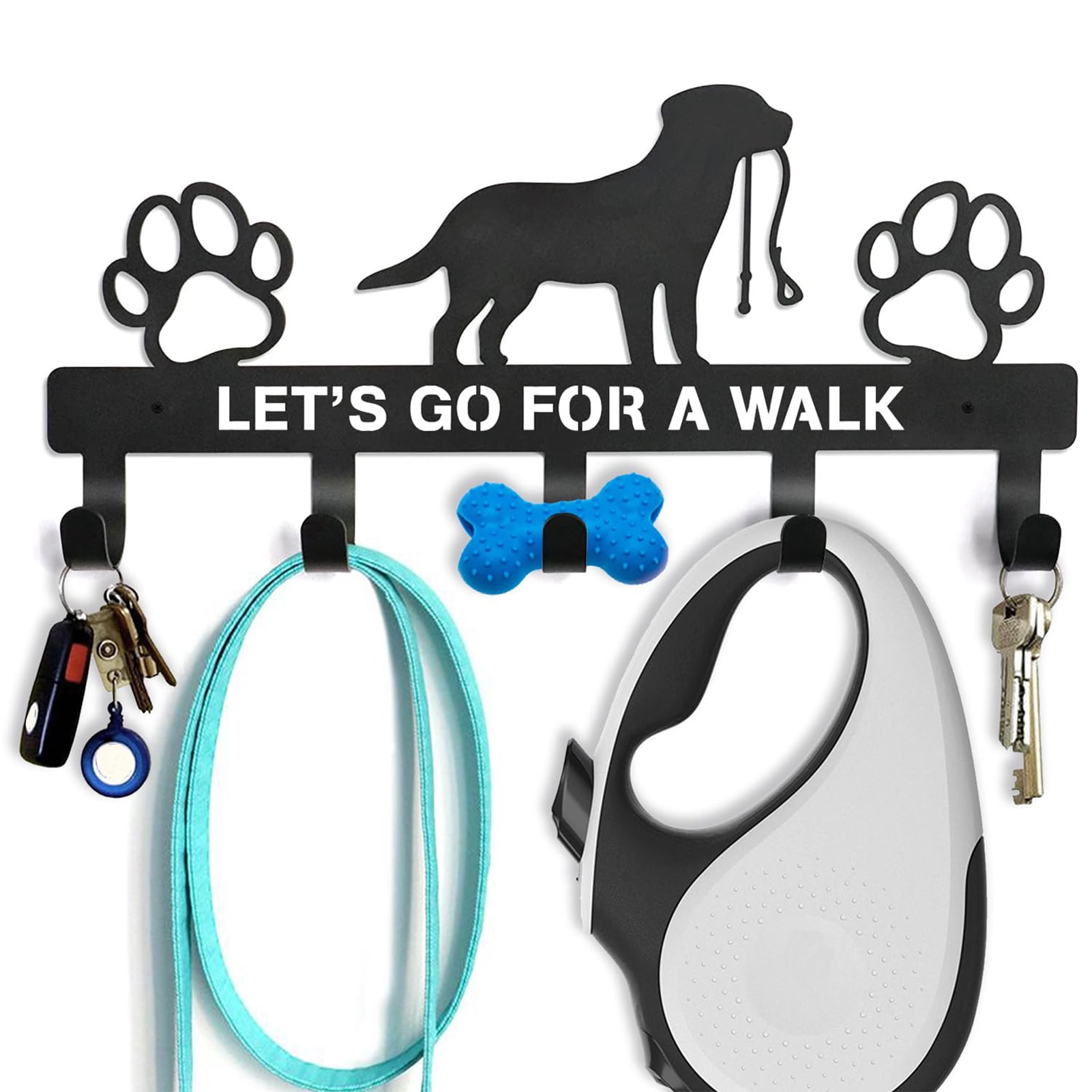 Dog Stuff Organizer, Key Hooks Wall Mounted, Dog Stuff Storage Shelf, Living Room Decor Hangings Storage Organizer for Dog Collars, Harnesses and Keys