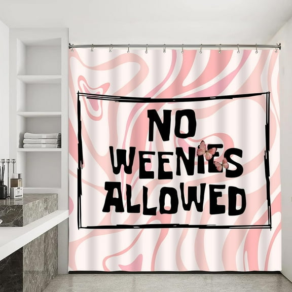 Cute Shower Curtain Not Allowed Shower Curtain Funny Striped Bathtub Curtains Preppy Decor Bathroom Set Waterproof Fabric Shower Curtain with Hooks (W 72" x H 72",Pink Striped)