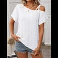 thumbnail image 4 of Blusas Cruzadas de un Solo Hombro para Mujer, Camisetas de Verano con Hombros Descubiertos, Blusas Casuales de Corta con Ojales. M, 4 of 8