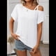 thumbnail image 4 of Blusas Cruzadas de un Solo Hombro para Mujer, Camisetas de Verano con Hombros Descubiertos, Blusas Casuales de Corta con Ojales. XL, 4 of 8