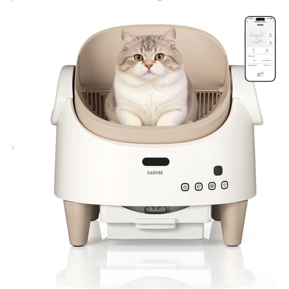 Self-Cleaning Cat Litter Box – Open-Top Automatic Litter Box with App Control, Upgraded Safety Sensors, Advanced Odor Leak Control, Includes 1 Roll Waste Bag