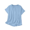 thumbnail image 4 of T Shirts for Women V Neck Short Sleeve Loose Blouses Casual Solid Color Summer Tunic Tops, L, 4 of 7