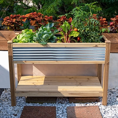 Panacea 81478 Cedar & Galvanized Steel Elevated Planter Bed, 4'L