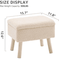 thumbnail image 3 of Tcbosik 15.7" Rectangle Ottoman with Storage, Teddy Fabric Upholstered Footrest with Removable Tray Lid, Footstool for Entryway, Hallway, Living Room, Space Saving, Beige, 3 of 7