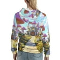 thumbnail image 7 of Fotbe Dreamy Mushroom House Pattern Womens Long Sleeve Hoodie, Pullover Hooded Sweatshirt, Kangaroo Pocket Hoodie with Eye-catching Drawstrings-X-Large, 7 of 7