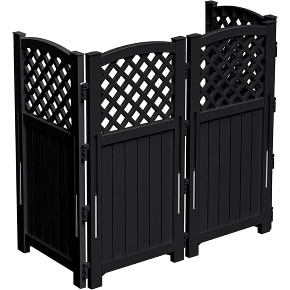 WLXIANG Outdoor Privacy Fence, 4 Fence Panels Privacy Screen Panels for Outside and Yard, Resin Air Conditioner Lattice Fence for Trash Can (Black)