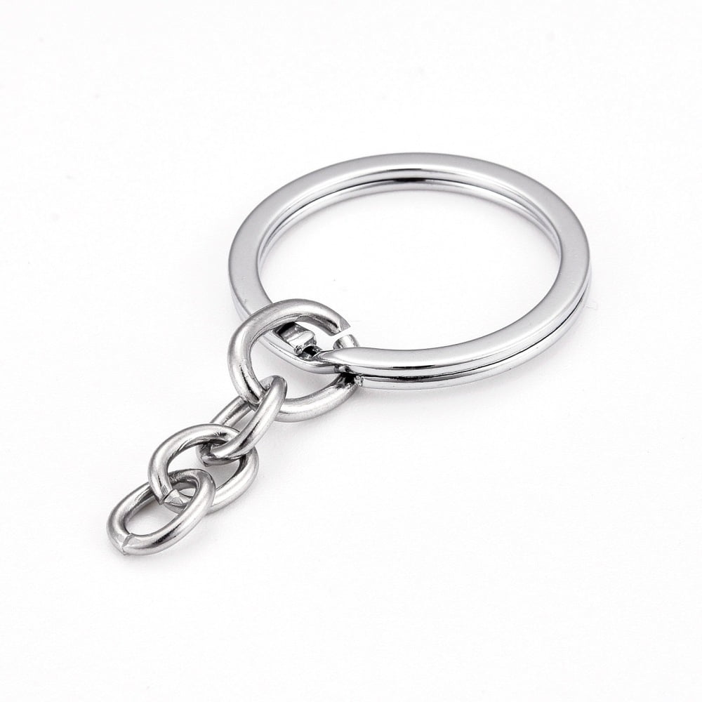 Alloy Split Key Rings with Findings Silver Chains Keychain Clasp 22mm