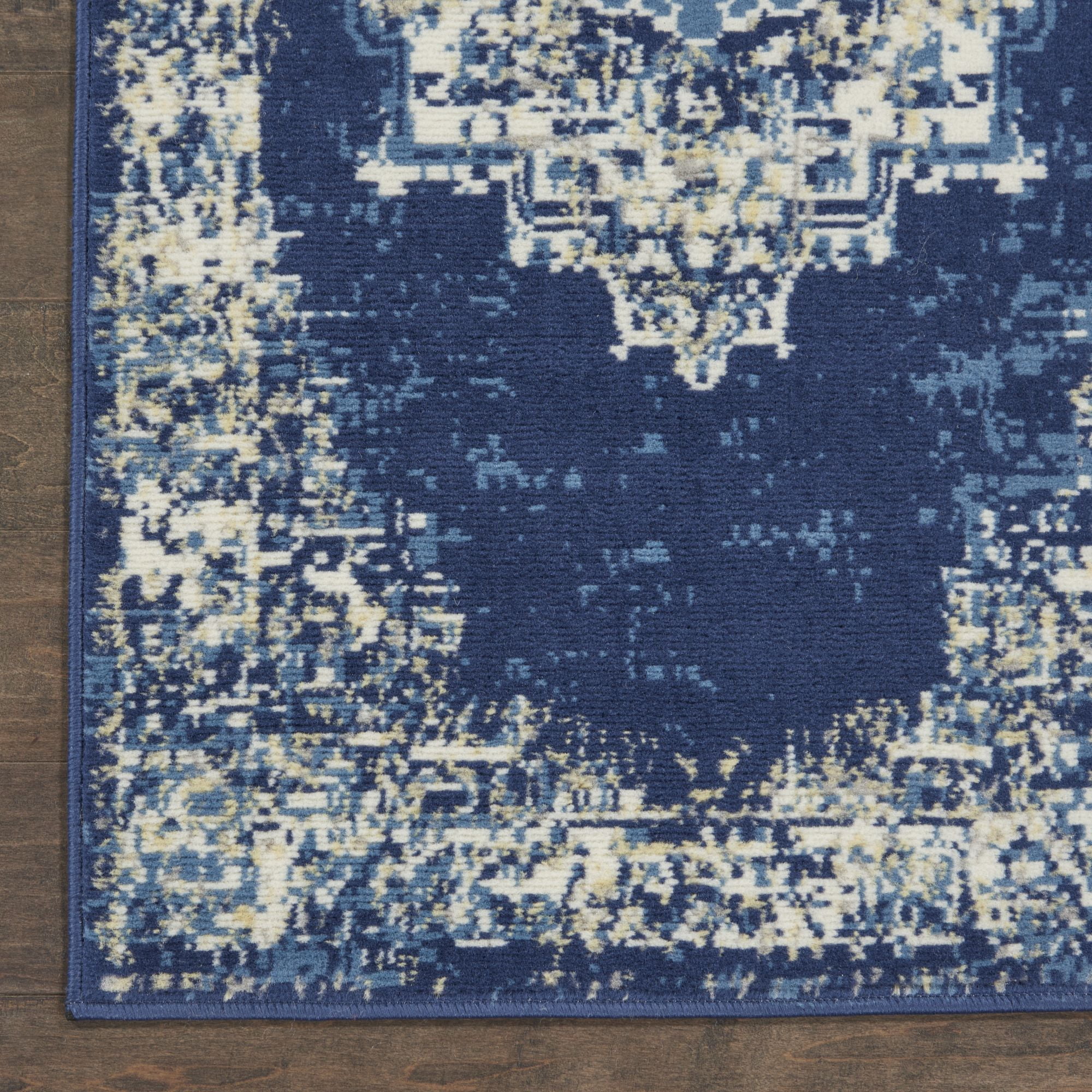 Nourison Grafix GRF14 Navy/White/Tan Indoor Area Rug - 2'3" x 7'6"