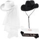 thumbnail image 1 of wonima02 2 Pieces Bride Cowgirl Hat with Veil, Groom and Cowboy Hats, Bachelorette Party Supplies Bride and Groom to Be Sash for Women Men Wedding Bridal Shower Decoration, 1 of 1