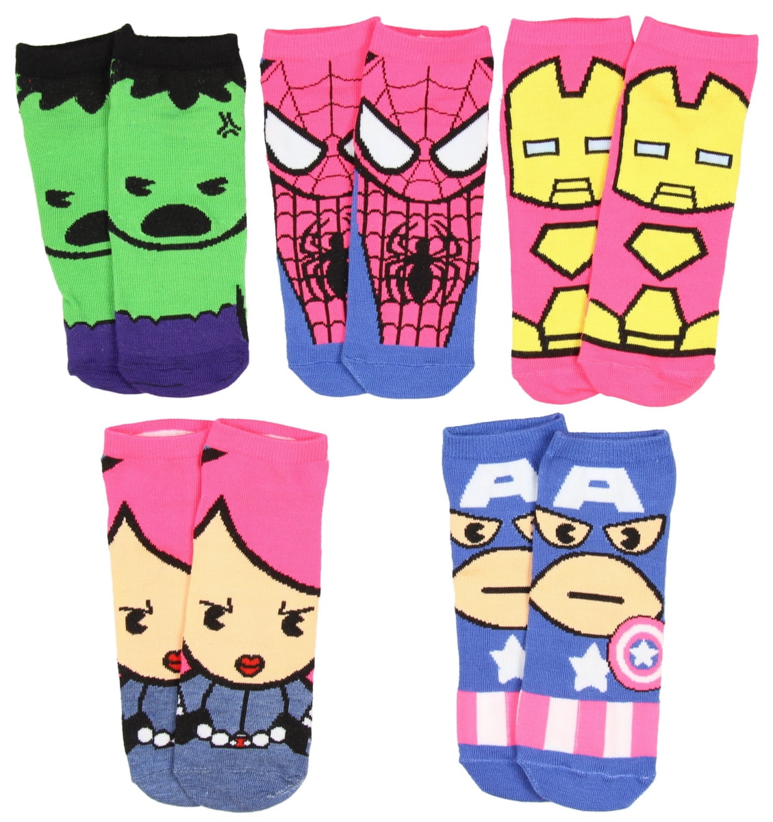 Marvel Womens Superhero Character Socks 5 Pair