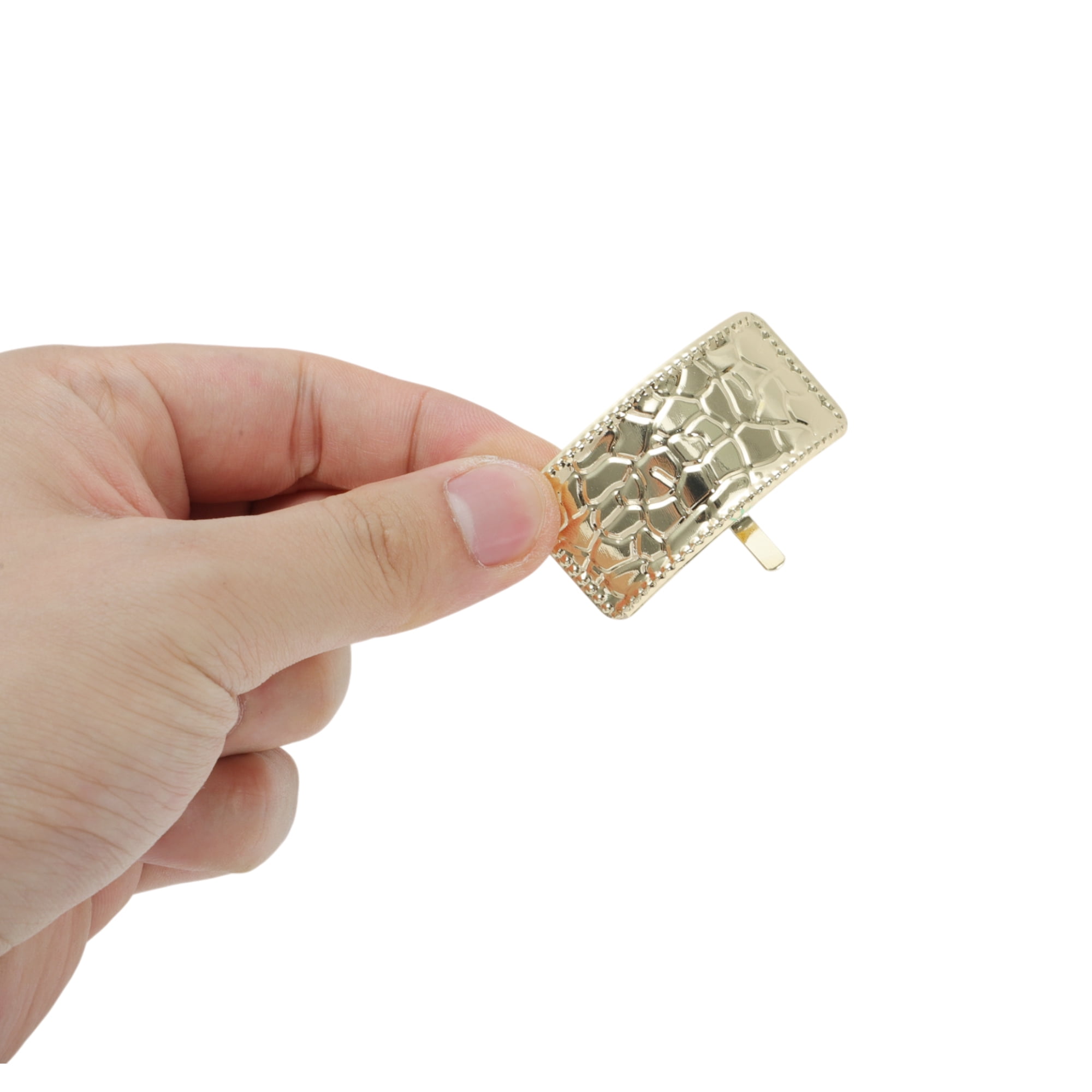 Unique Bargains Stylish Texture Rectangular Ponytail Buckle Hair Clip Gold Tone