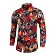 thumbnail image 4 of Camisa estampada para hombre, camisa de temperamento ajustada, camisa informal de manga larga con solapa Floral para hombre, camisa de talla grande versión coreana para hombre Pompotops  oipoqjl50375, 4 of 7