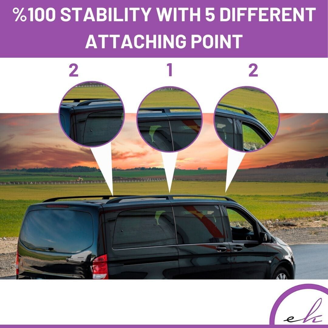 ERKUL Roof Side Rails for Mercedes Benz Metris Short Wheelbase 2014-2023 | All Weather Roof Rack Aluminum Side Rail for Rooftop Luggage Carrier, Canoe, Ski, Snowboard | Black